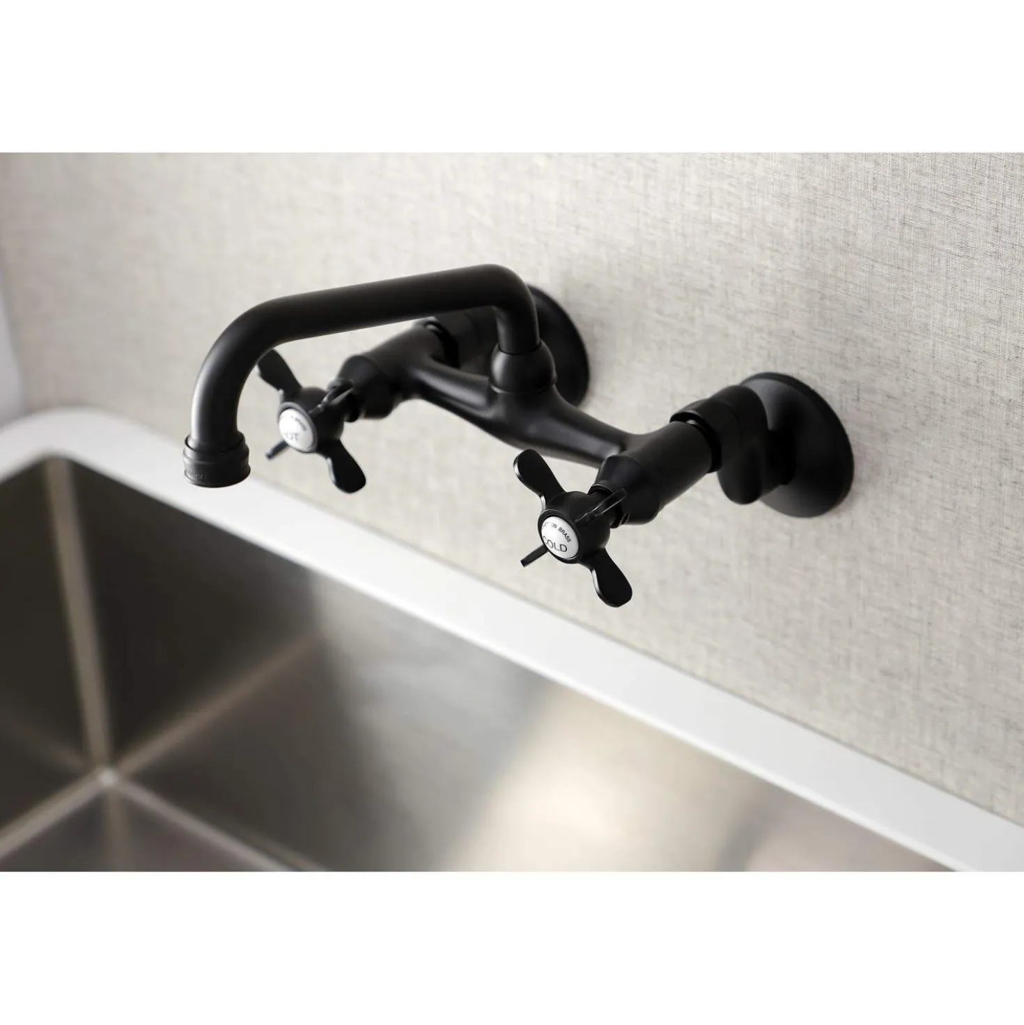 Kingston Brass KS113X-P Essex Two Handle Wall Mount Kitchen Faucet