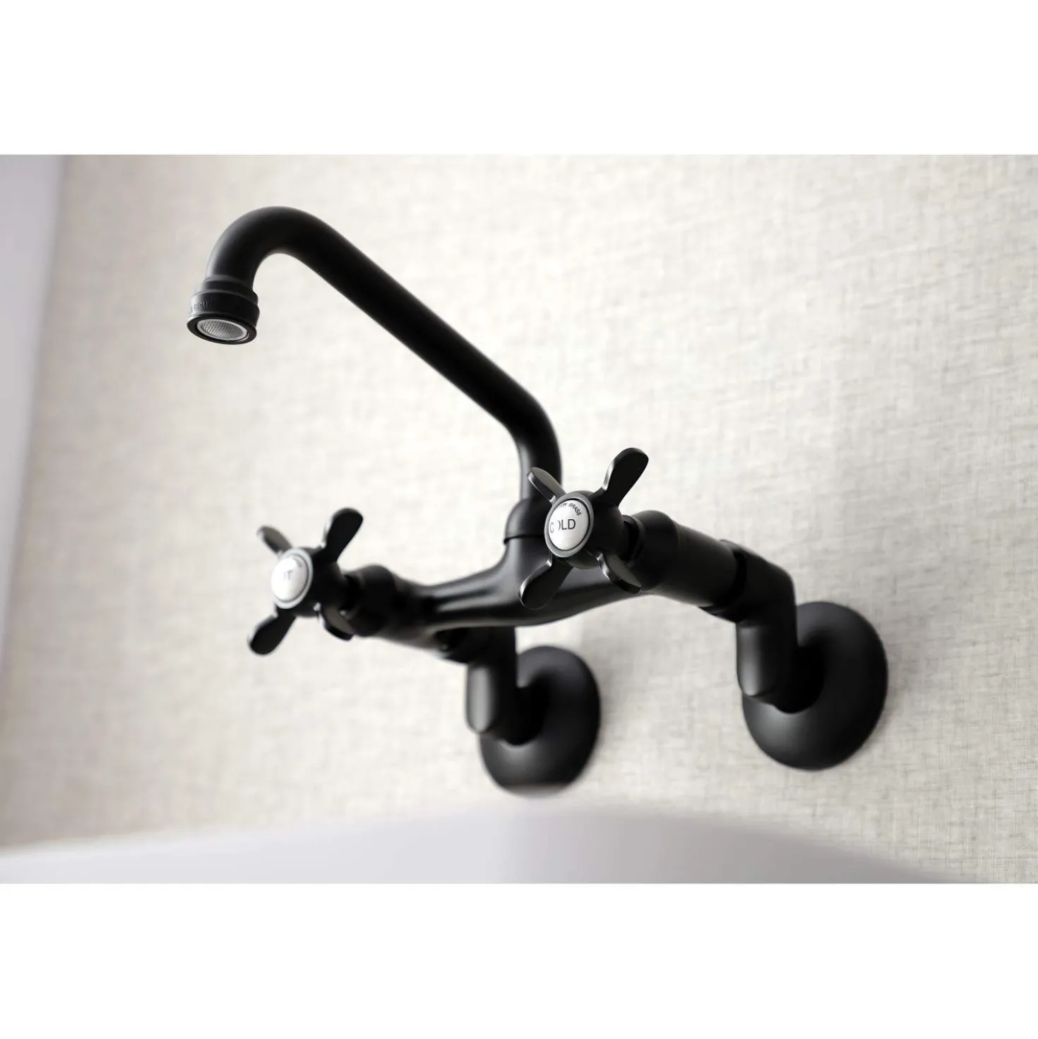 Kingston Brass KS113X-P Essex Two Handle Wall Mount Kitchen Faucet