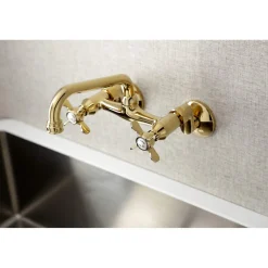 Kingston Brass KS113X-P Essex Two Handle Wall Mount Kitchen Faucet