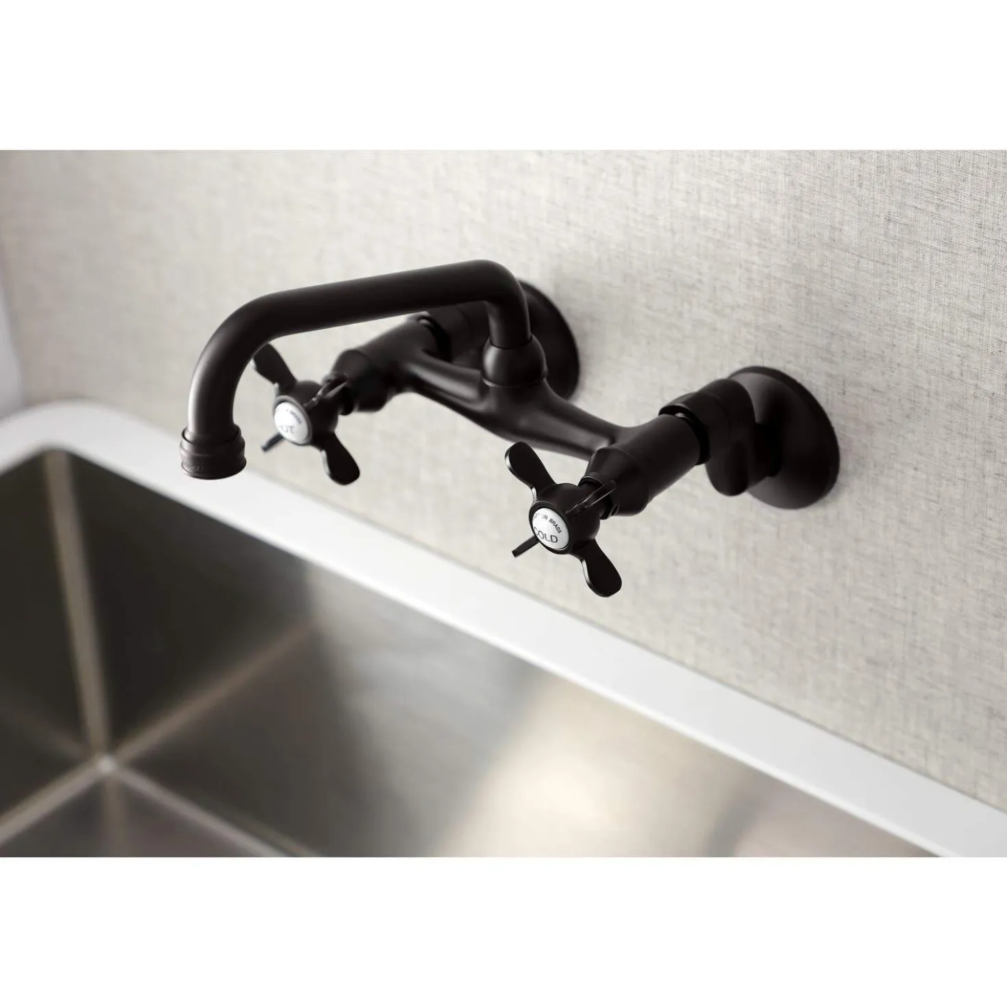 Kingston Brass KS113X-P Essex Two Handle Wall Mount Kitchen Faucet