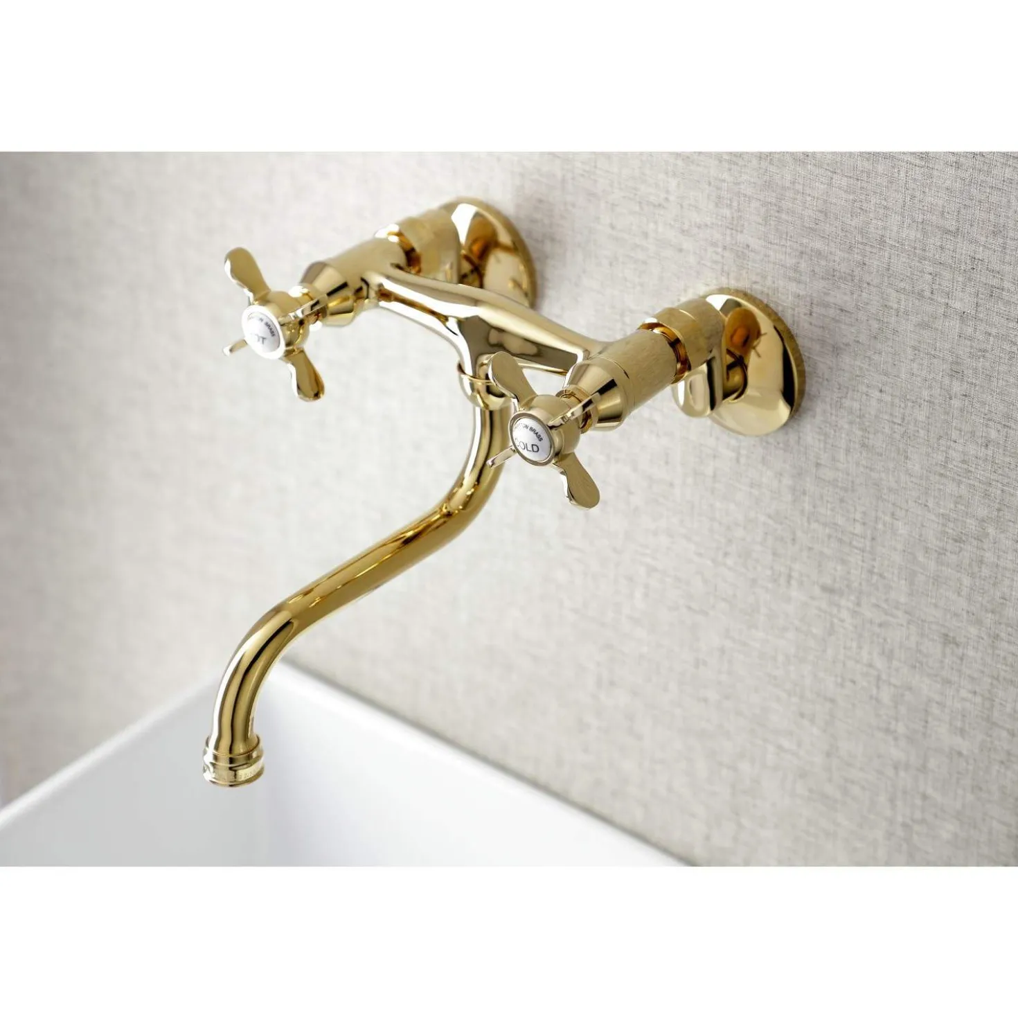Kingston Brass KS116X-P Essex Two Handle Wall Mount Bathroom Faucet