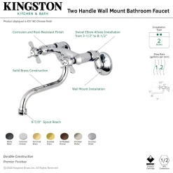 Kingston Brass KS116X-P Essex Two Handle Wall Mount Bathroom Faucet