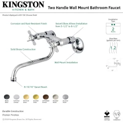 Kingston Brass KS115X-P Essex Two Handle Wall Mount Bathroom Faucet