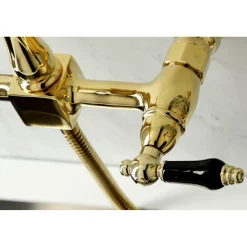 Kingston Brass KS126XPKLBS-P Duchess Wall Mount Bridge Kitchen Faucet with Brass Sprayer