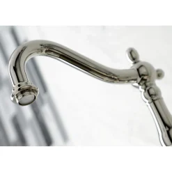 Kingston Brass KS126XPKLBS-P Duchess Wall Mount Bridge Kitchen Faucet with Brass Sprayer