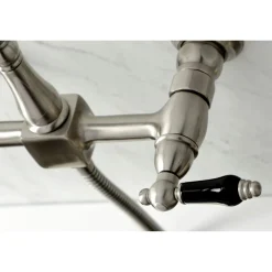Kingston Brass KS126XPKLBS-P Duchess Wall Mount Bridge Kitchen Faucet with Brass Sprayer