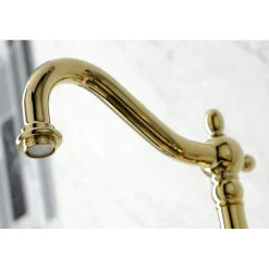 Kingston Brass KS126XPKLBS-P Duchess Wall Mount Bridge Kitchen Faucet with Brass Sprayer