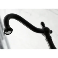 Kingston Brass KS126XPKLBS-P Duchess Wall Mount Bridge Kitchen Faucet with Brass Sprayer