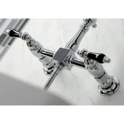 Kingston Brass KS126XPKLBS-P Duchess Wall Mount Bridge Kitchen Faucet with Brass Sprayer