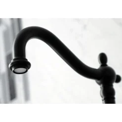 Kingston Brass KS126XPKLBS-P Duchess Wall Mount Bridge Kitchen Faucet with Brass Sprayer