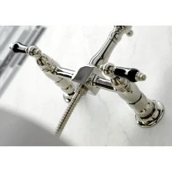 Kingston Brass KS126XPKLBS-P Duchess Wall Mount Bridge Kitchen Faucet with Brass Sprayer