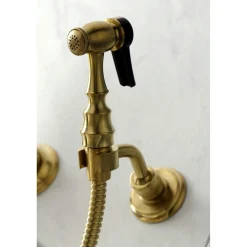 Kingston Brass KS126XPKLBS-P Duchess Wall Mount Bridge Kitchen Faucet with Brass Sprayer
