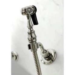 Kingston Brass KS126XPKLBS-P Duchess Wall Mount Bridge Kitchen Faucet with Brass Sprayer