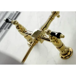 Kingston Brass KS126XPKLBS-P Duchess Wall Mount Bridge Kitchen Faucet with Brass Sprayer