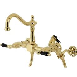 Kingston Brass KS126XPKLBS-P Duchess Wall Mount Bridge Kitchen Faucet with Brass Sprayer