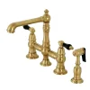 Kingston Brass KS727XPKLBS-P Duchess Bridge Kitchen Faucet with Brass Sprayer
