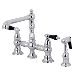 Kingston Brass KS727XPKLBS-P Duchess Bridge Kitchen Faucet with Brass Sprayer