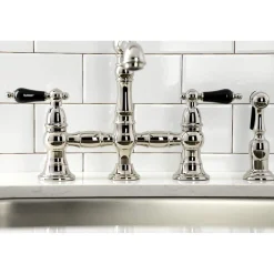 Kingston Brass KS727XPKLBS-P Duchess Bridge Kitchen Faucet with Brass Sprayer