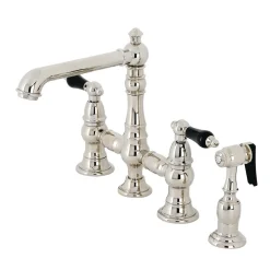 Kingston Brass KS727XPKLBS-P Duchess Bridge Kitchen Faucet with Brass Sprayer