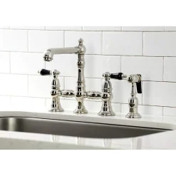 Kingston Brass KS727XPKLBS-P Duchess Bridge Kitchen Faucet with Brass Sprayer