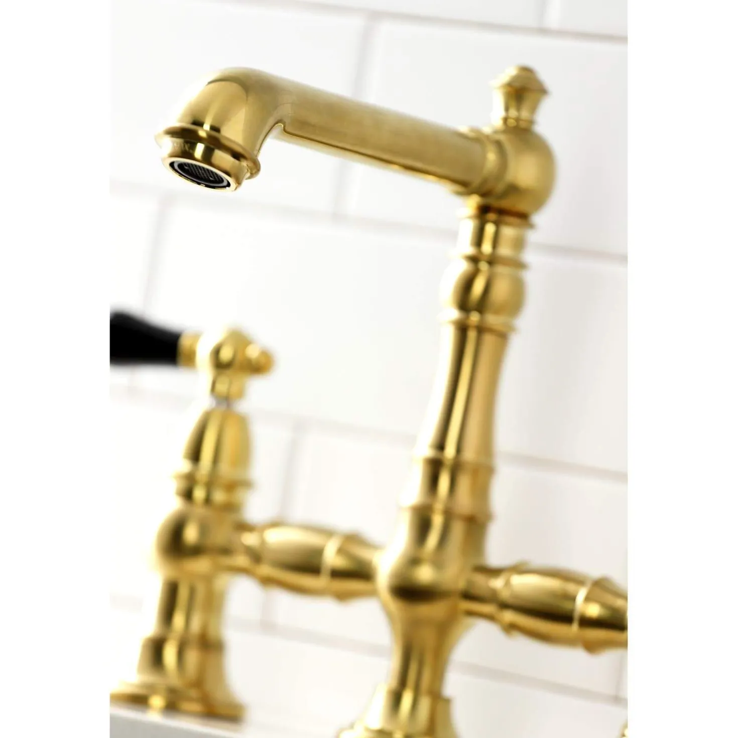 Kingston Brass KS727XPKLBS-P Duchess Bridge Kitchen Faucet with Brass Sprayer