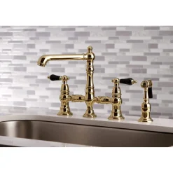 Kingston Brass KS727XPKLBS-P Duchess Bridge Kitchen Faucet with Brass Sprayer