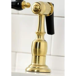 Kingston Brass KS327XPKLBS-P Duchess Bridge Kitchen Faucet with Brass Sprayer