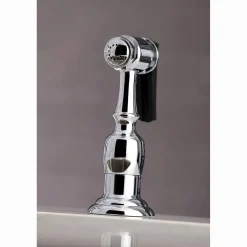 Kingston Brass KS327XPKLBS-P Duchess Bridge Kitchen Faucet with Brass Sprayer