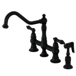 Kingston Brass KS327XPKLBS-P Duchess Bridge Kitchen Faucet with Brass Sprayer
