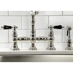 Kingston Brass KS327XPKLBS-P Duchess Bridge Kitchen Faucet with Brass Sprayer