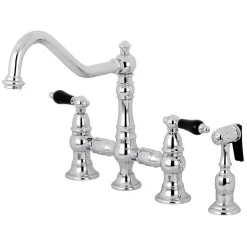 Kingston Brass KS327XPKLBS-P Duchess Bridge Kitchen Faucet with Brass Sprayer
