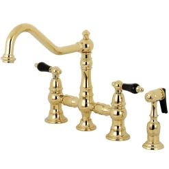 Kingston Brass KS327XPKLBS-P Duchess Bridge Kitchen Faucet with Brass Sprayer