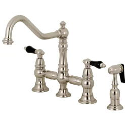 Kingston Brass KS327XPKLBS-P Duchess Bridge Kitchen Faucet with Brass Sprayer