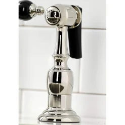 Kingston Brass KS327XPKLBS-P Duchess Bridge Kitchen Faucet with Brass Sprayer