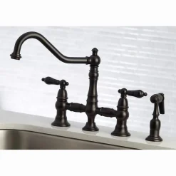 Kingston Brass KS327XPKLBS-P Duchess Bridge Kitchen Faucet with Brass Sprayer
