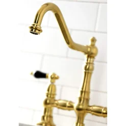 Kingston Brass KS327XPKLBS-P Duchess Bridge Kitchen Faucet with Brass Sprayer