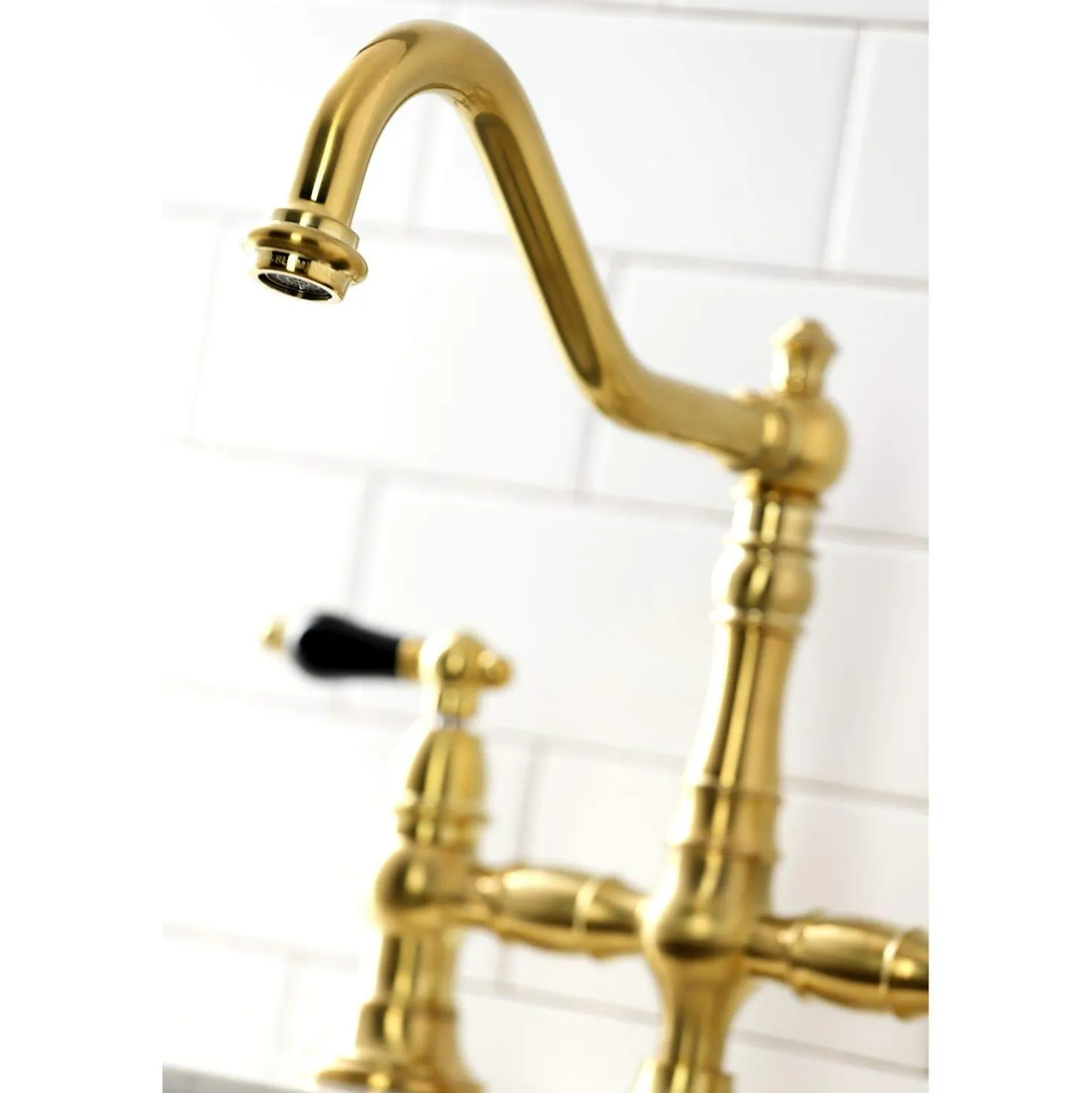Kingston Brass KS327XPKLBS-P Duchess Bridge Kitchen Faucet with Brass Sprayer