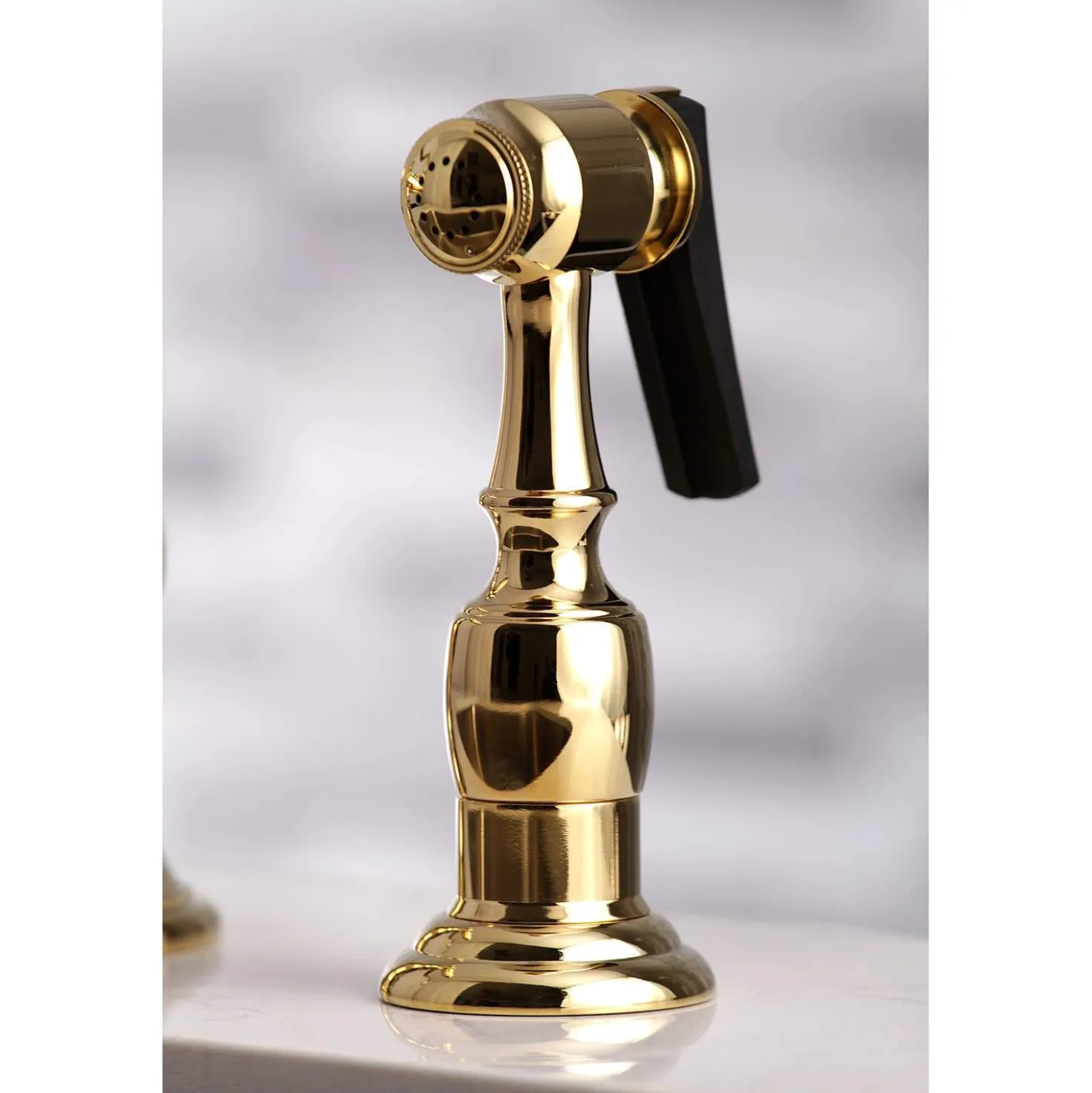 Kingston Brass KS327XPKLBS-P Duchess Bridge Kitchen Faucet with Brass Sprayer