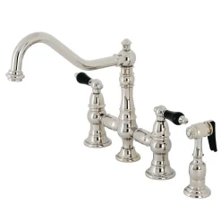 Kingston Brass KS327XPKLBS-P Duchess Bridge Kitchen Faucet with Brass Sprayer