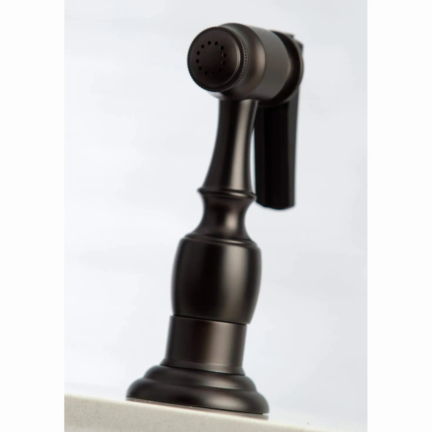 Kingston Brass KS327XPKLBS-P Duchess Bridge Kitchen Faucet with Brass Sprayer
