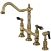 Kingston Brass KS127XPKLBS-P Duchess Bridge Kitchen Faucet with Brass Sprayer
