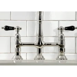 Kingston Brass KS127XPKLBS-P Duchess Bridge Kitchen Faucet with Brass Sprayer