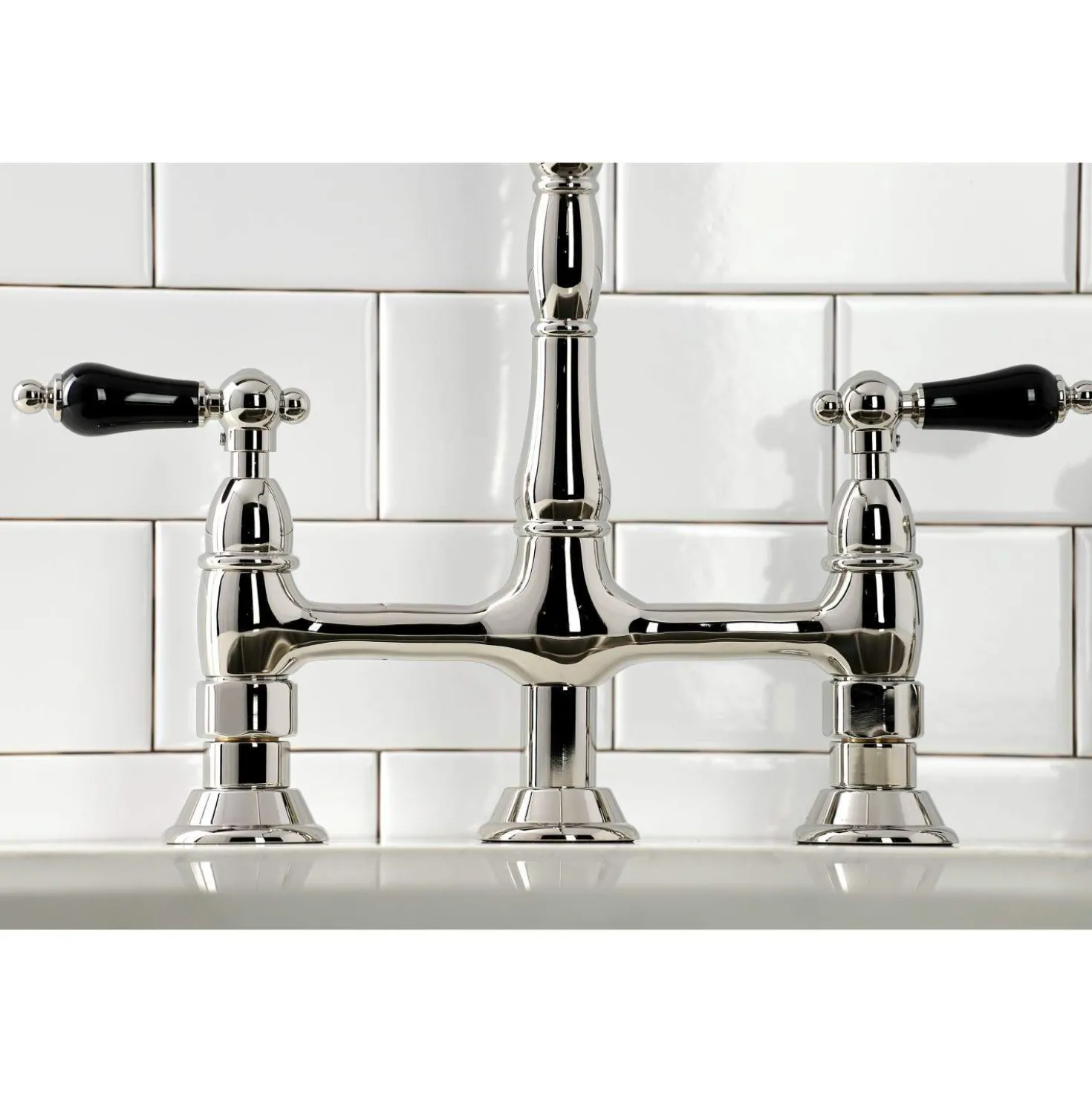 Kingston Brass KS127XPKLBS-P Duchess Bridge Kitchen Faucet with Brass Sprayer