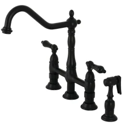 Kingston Brass KS127XPKLBS-P Duchess Bridge Kitchen Faucet with Brass Sprayer