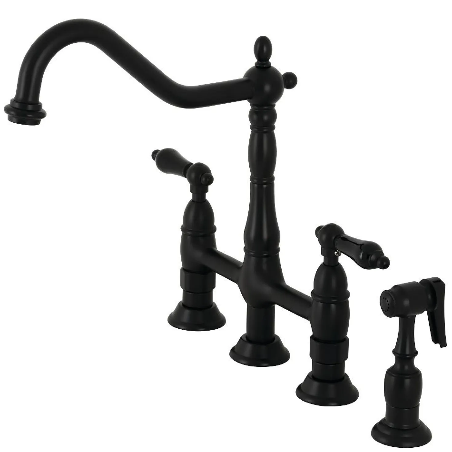Kingston Brass KS127XPKLBS-P Duchess Bridge Kitchen Faucet with Brass Sprayer