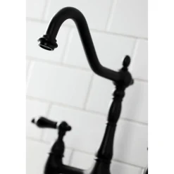 Kingston Brass KS127XPKLBS-P Duchess Bridge Kitchen Faucet with Brass Sprayer