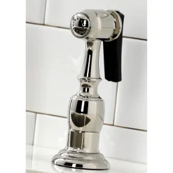Kingston Brass KS127XPKLBS-P Duchess Bridge Kitchen Faucet with Brass Sprayer