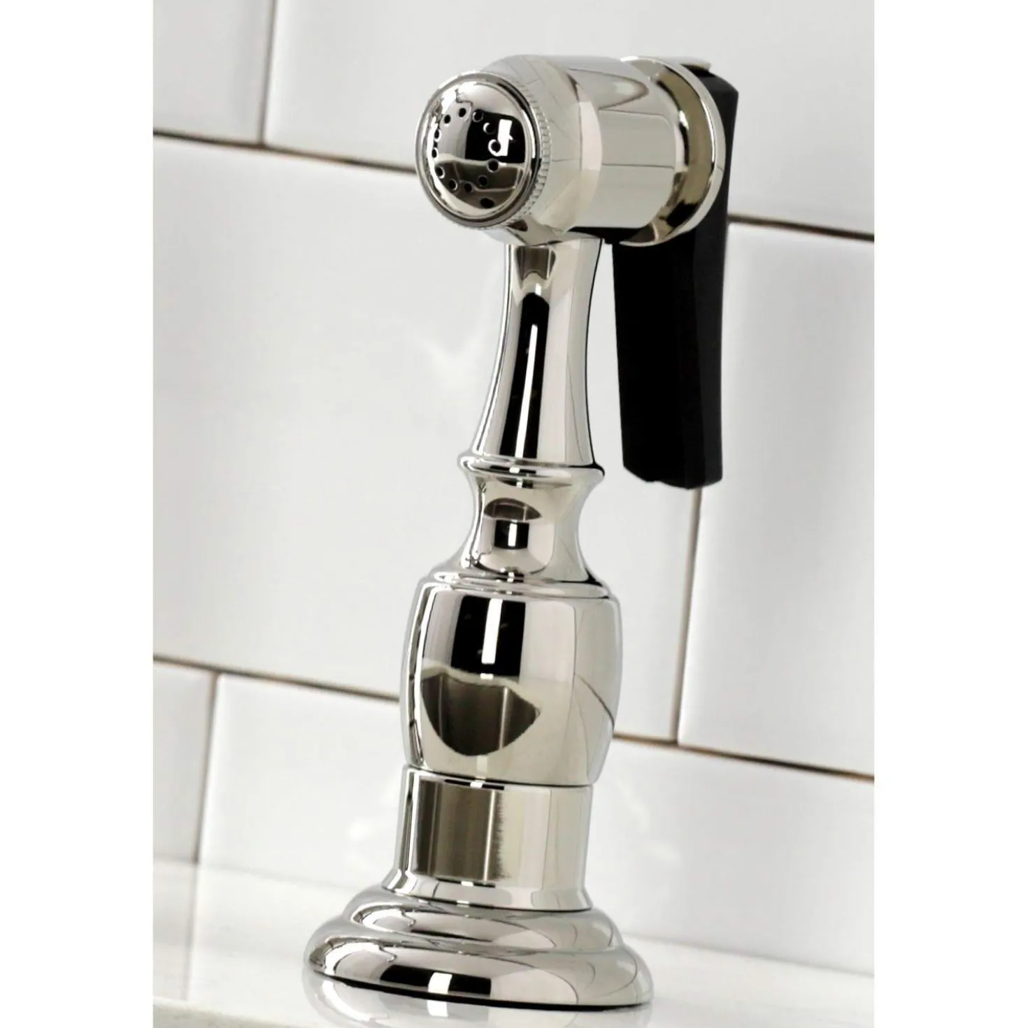Kingston Brass KS127XPKLBS-P Duchess Bridge Kitchen Faucet with Brass Sprayer