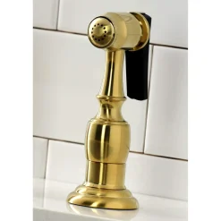 Kingston Brass KS127XPKLBS-P Duchess Bridge Kitchen Faucet with Brass Sprayer