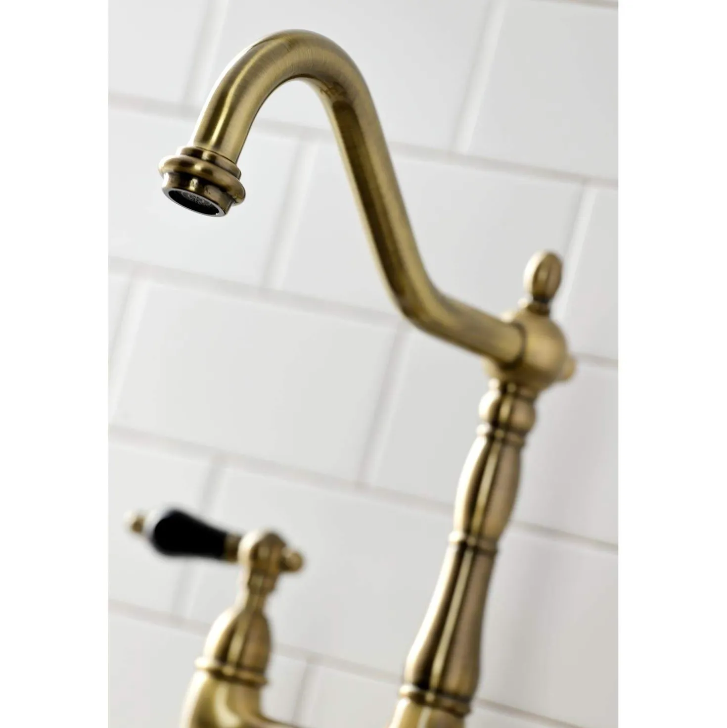 Kingston Brass KS127XPKLBS-P Duchess Bridge Kitchen Faucet with Brass Sprayer